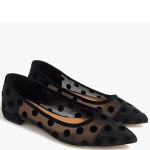 J. Crew Black Mesh Polka Dot Flats